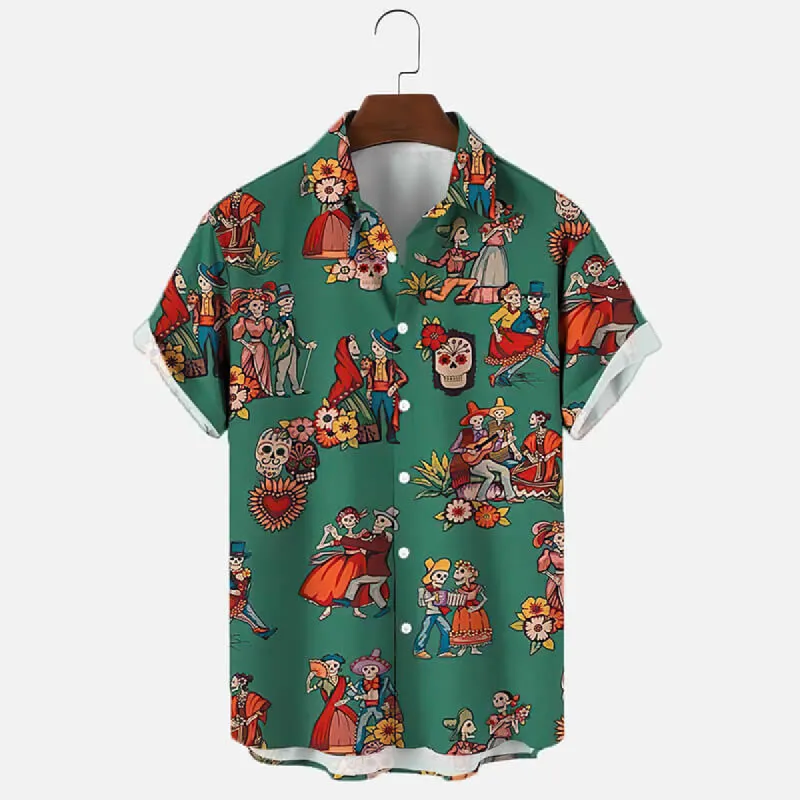 Sugar Skulls Polyester Hawaiian Shirt sold by GTHIC