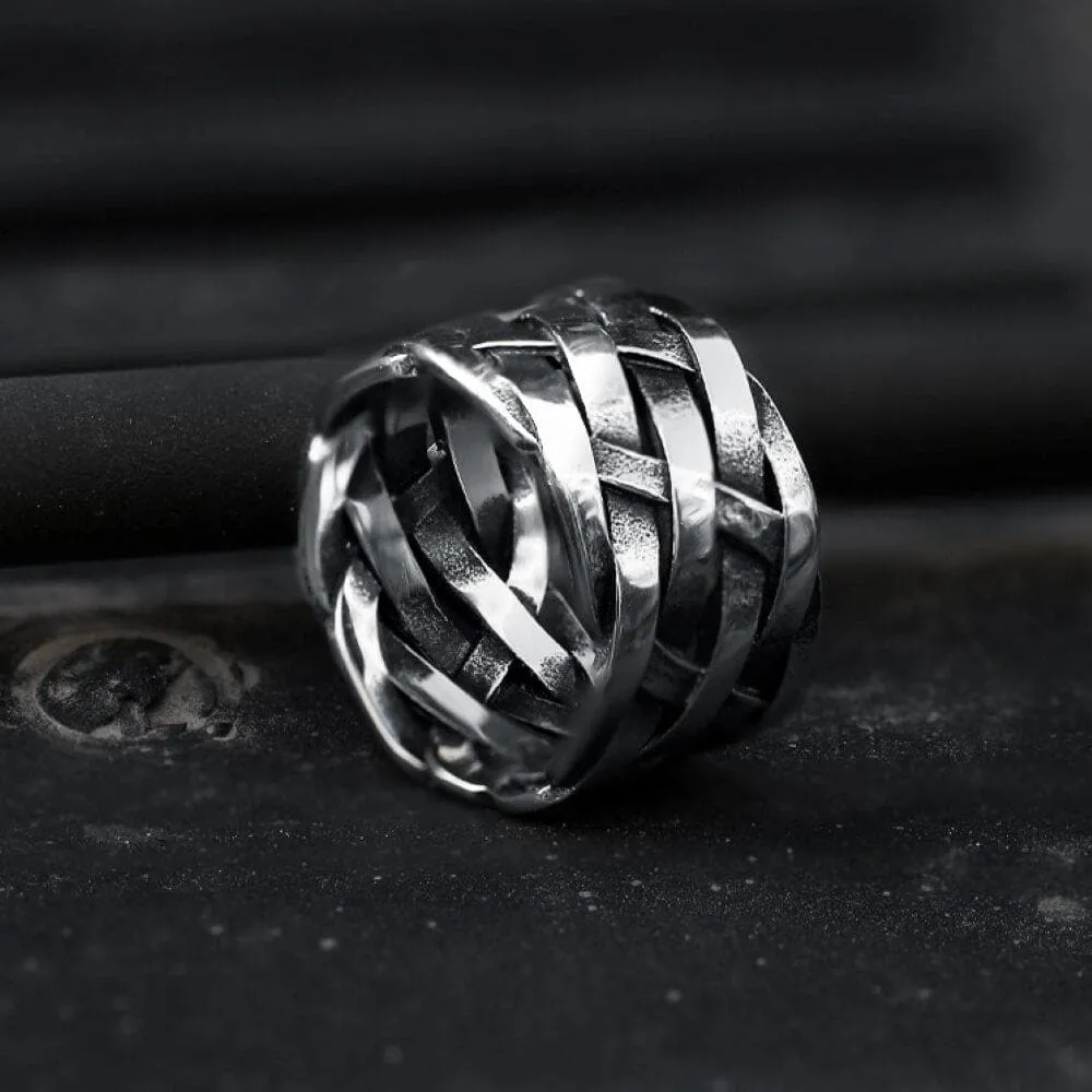 Vintage Weave Pattern Stainless Steel Ring sold by GTHIC