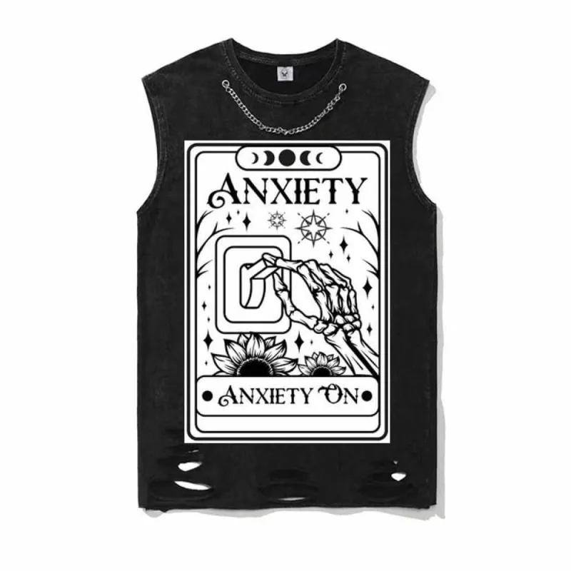 Funny Skeleton Tarot Card Vintage Washed Vest Top sold by GTHIC