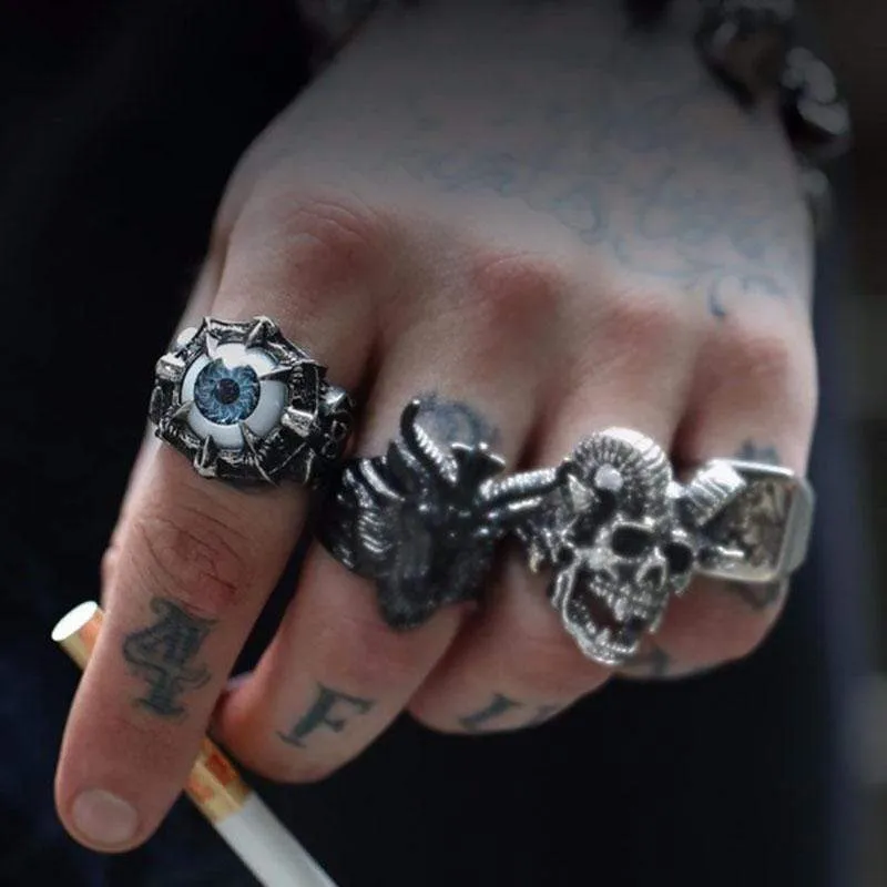 Greek Evil Eye Stainless Steel Biker Ring sold by GTHIC product image thumbnail 2