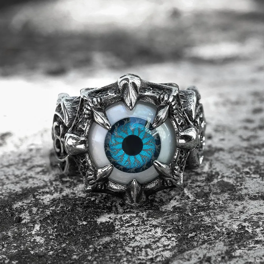 Greek Evil Eye Stainless Steel Biker Ring sold by GTHIC