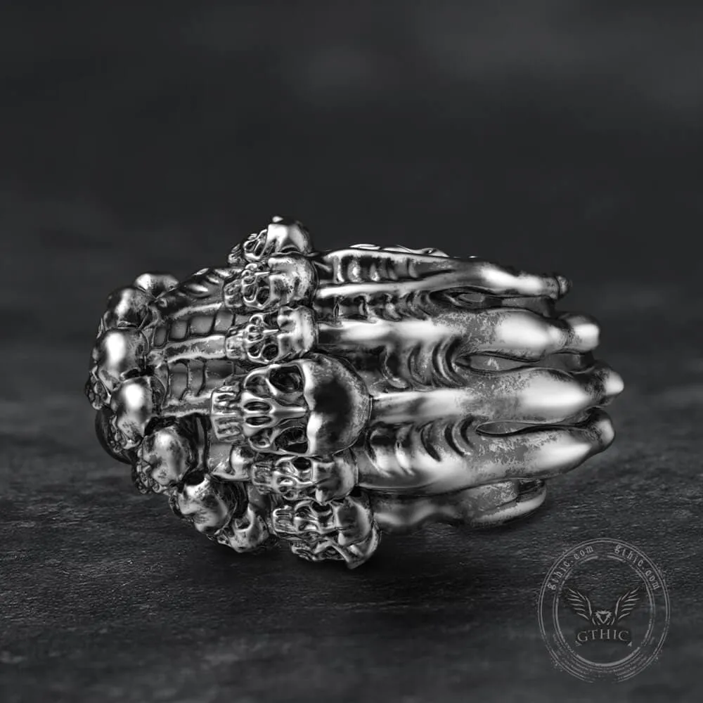 Double Row Skull Claw Sterling Silver Brass Ring sold by GTHIC product image thumbnail 3