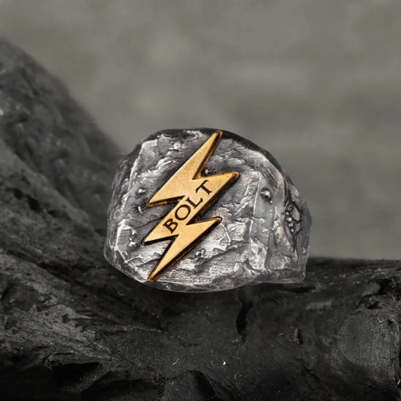 Wrath of Zeus Lightning Bolt Sterling Silver Ring sold by GTHIC