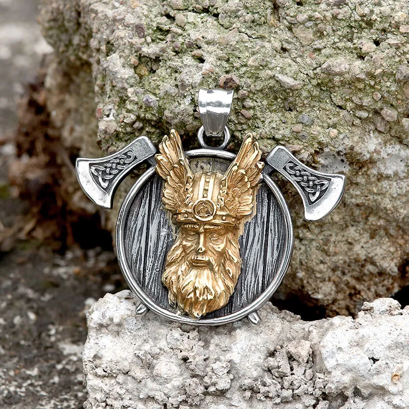 The All-Father Odin Tomahawk Stainless Steel Viking Pendant sold by GTHIC