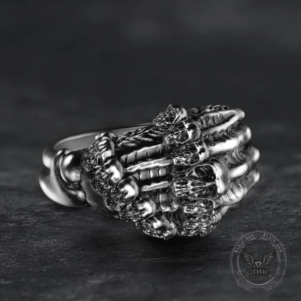 Double Row Skull Claw Sterling Silver Brass Ring sold by GTHIC product image thumbnail 2