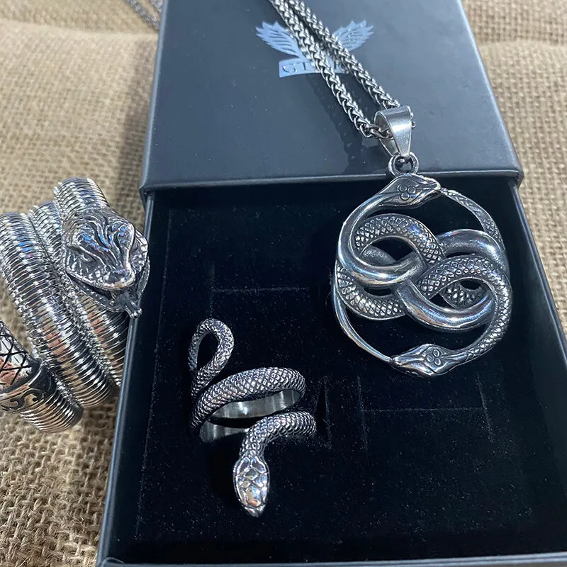 3 Pcs Coiled Snake Ring Pendant And Bracelet Jewelry Set sold by GTHIC