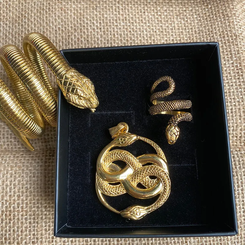 3 Pcs Coiled Snake Ring Pendant And Bracelet Jewelry Set sold by GTHIC product image thumbnail 3