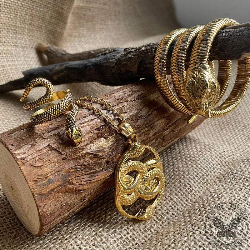3 Pcs Coiled Snake Ring Pendant And Bracelet Jewelry Set sold by GTHIC product image thumbnail 4