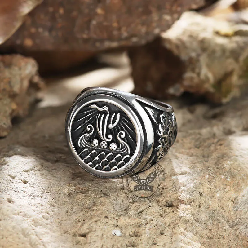 Dragon Ship Stainless Steel Viking Ring sold by GTHIC product image thumbnail 5