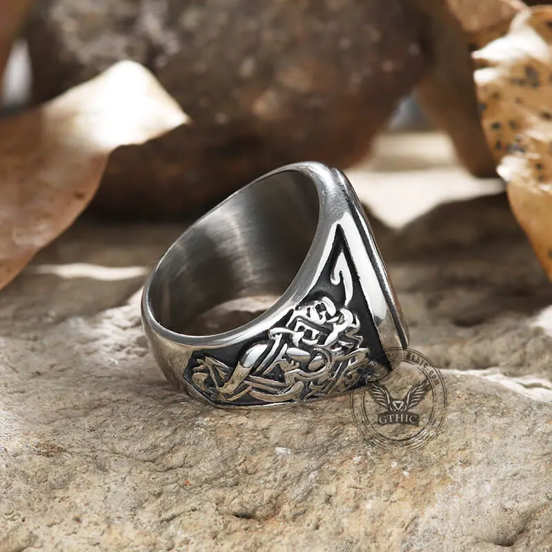 Dragon Ship Stainless Steel Viking Ring sold by GTHIC product image thumbnail 3