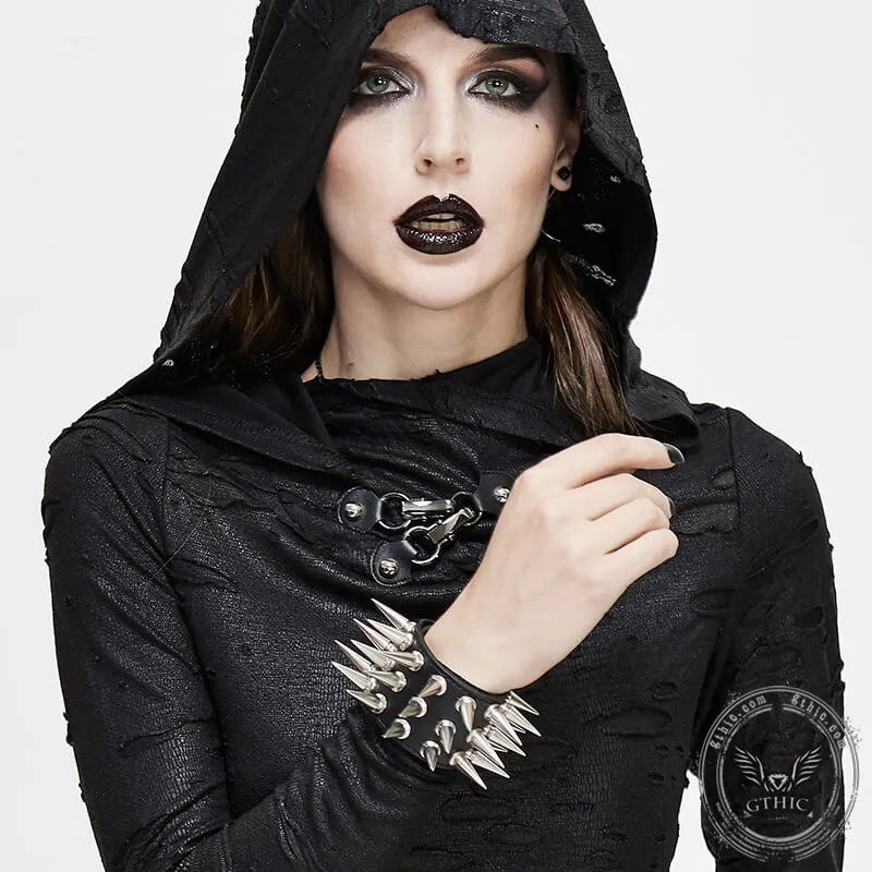 Punk Spike Studded Leather Wide Wristband sold by GTHIC product image thumbnail 2