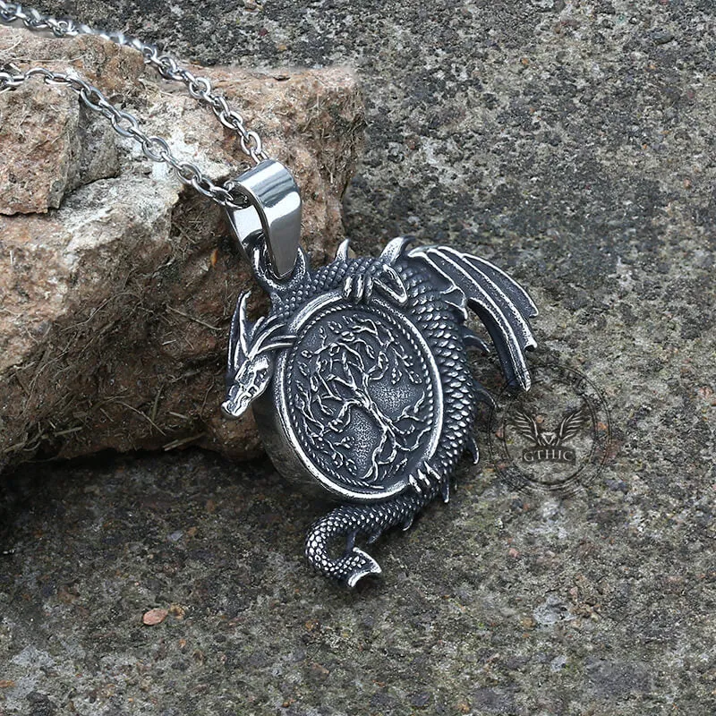 Celtic Dragon Yggdrasil Stainless Steel Viking Pendant sold by GTHIC product image thumbnail 5