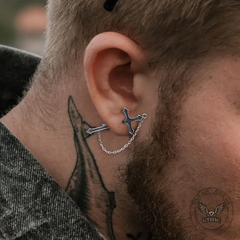 Gothic Sword Sterling Silver Stud Earring sold by GTHIC product image thumbnail 2