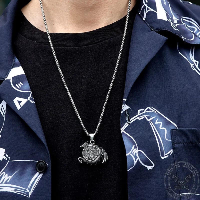 Celtic Dragon Yggdrasil Stainless Steel Viking Pendant sold by GTHIC product image thumbnail 3