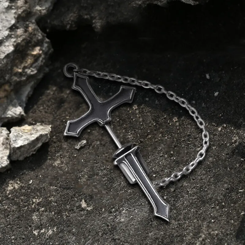 Gothic Sword Sterling Silver Stud Earring sold by GTHIC