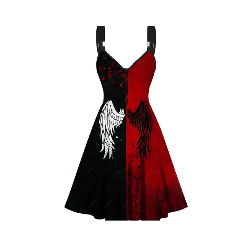 Angel Wings Pentagram Sleeveless Gothic Dress sold by GTHIC