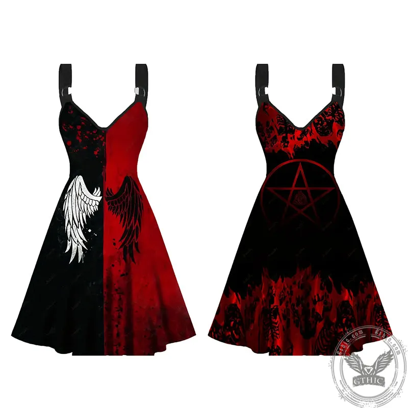 Angel Wings Pentagram Sleeveless Gothic Dress sold by GTHIC product image thumbnail 4