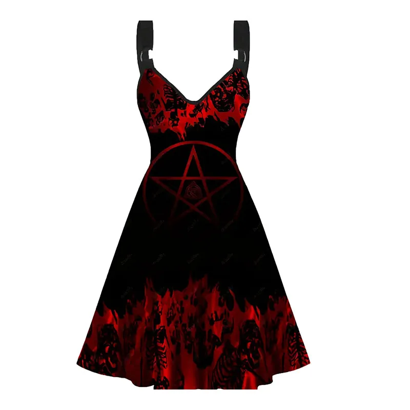 Angel Wings Pentagram Sleeveless Gothic Dress sold by GTHIC product image thumbnail 3