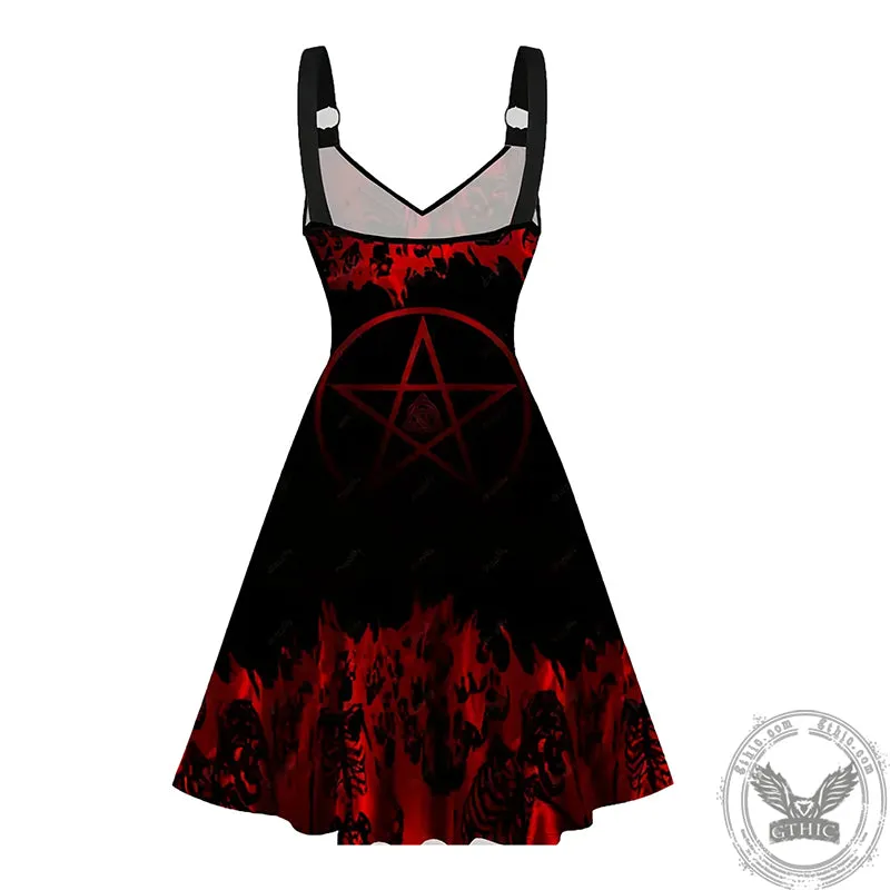 Angel Wings Pentagram Sleeveless Gothic Dress sold by GTHIC product image thumbnail 5