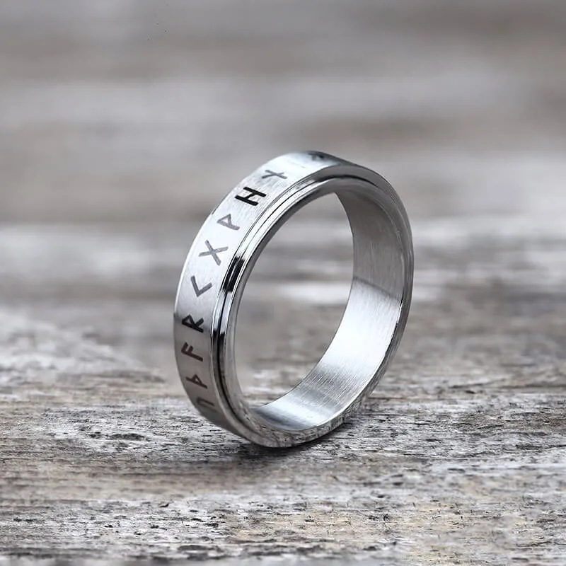 Vegvisir Runes Stainless Steel Spinner Ring sold by GTHIC