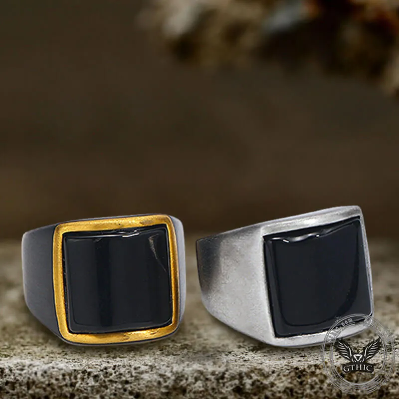 Curved Black Zircon Stainless Steel Minimalist Ring sold by GTHIC