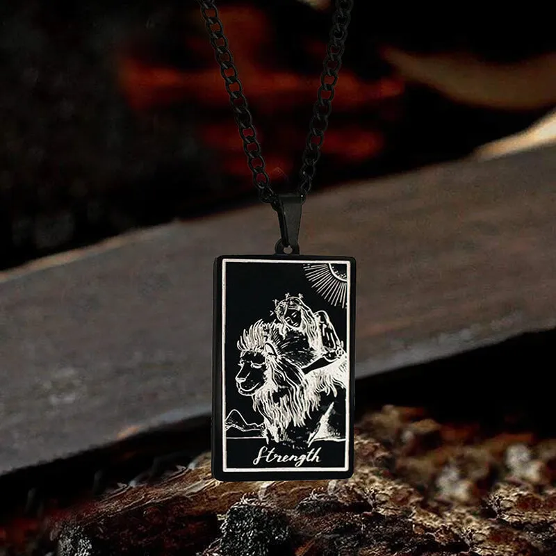 The Strength Tarot Card Stainless Steel Necklace sold by GTHIC product image thumbnail 3