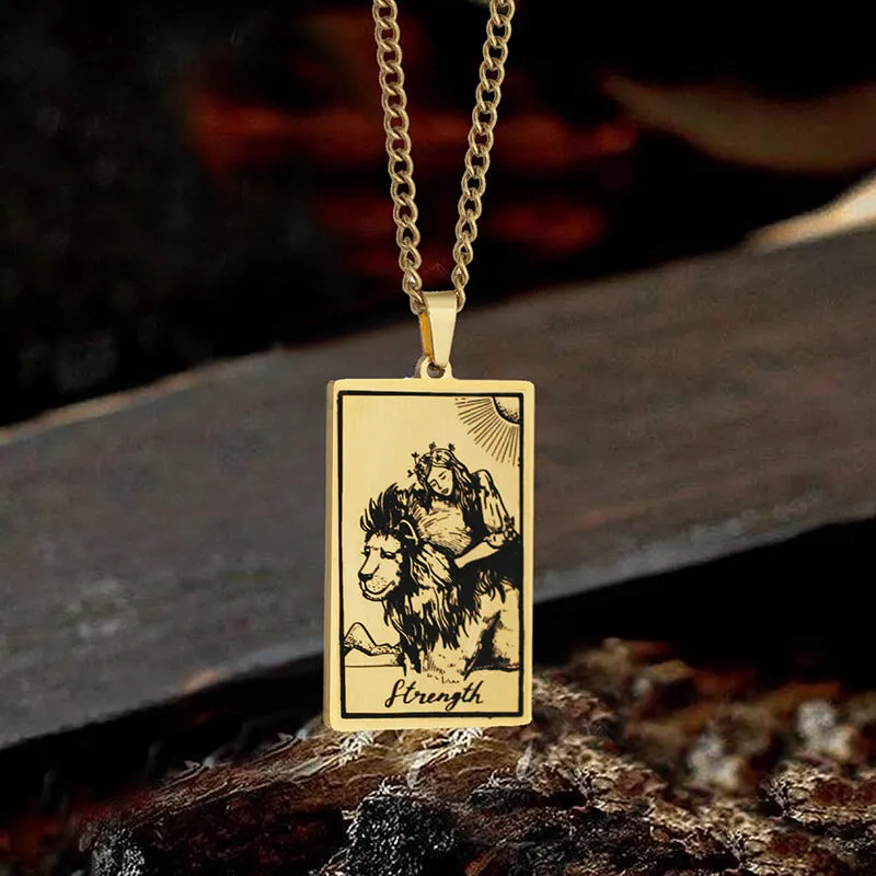The Strength Tarot Card Stainless Steel Necklace sold by GTHIC product image thumbnail 2