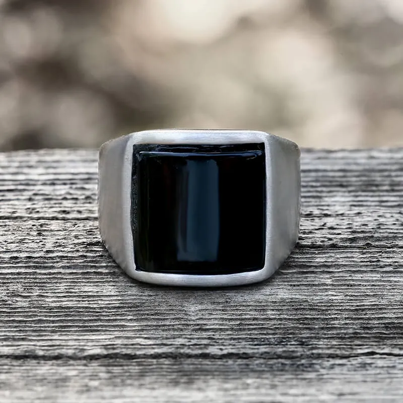 Curved Black Zircon Stainless Steel Minimalist Ring sold by GTHIC product image thumbnail 3