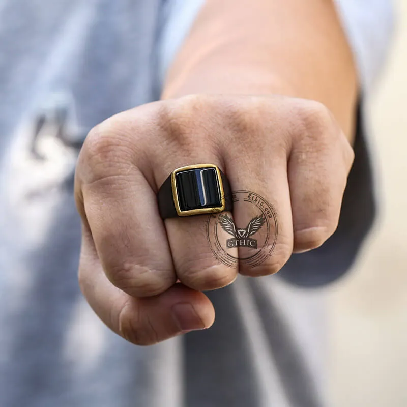 Curved Black Zircon Stainless Steel Minimalist Ring sold by GTHIC product image thumbnail 2