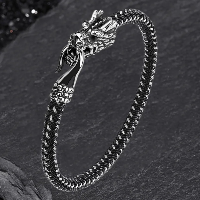 Dragon Clasp Stainless Steel Leather Bracelet sold by GTHIC product image thumbnail 5