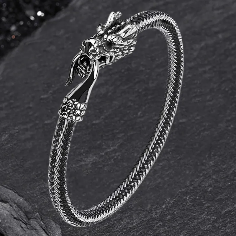 Dragon Clasp Stainless Steel Leather Bracelet sold by GTHIC product image thumbnail 4