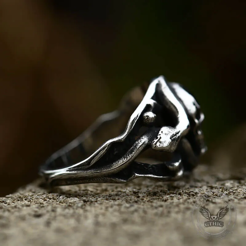 Coiled Snake Stainless Steel Skull Ring sold by GTHIC product image thumbnail 5