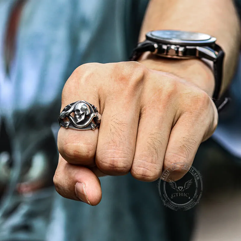 Coiled Snake Stainless Steel Skull Ring sold by GTHIC product image thumbnail 2
