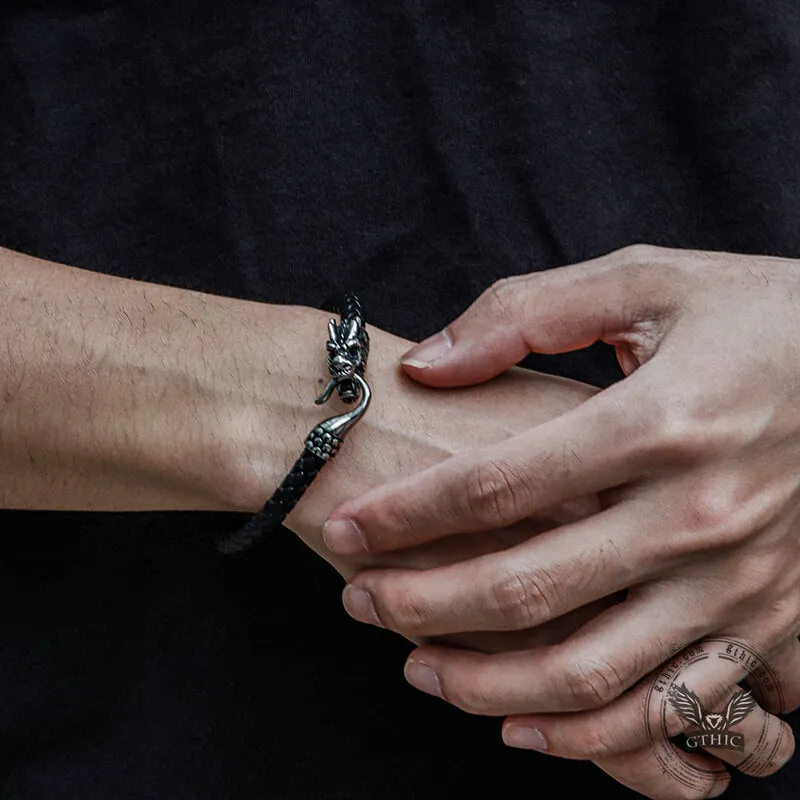 Dragon Clasp Stainless Steel Leather Bracelet sold by GTHIC product image thumbnail 2