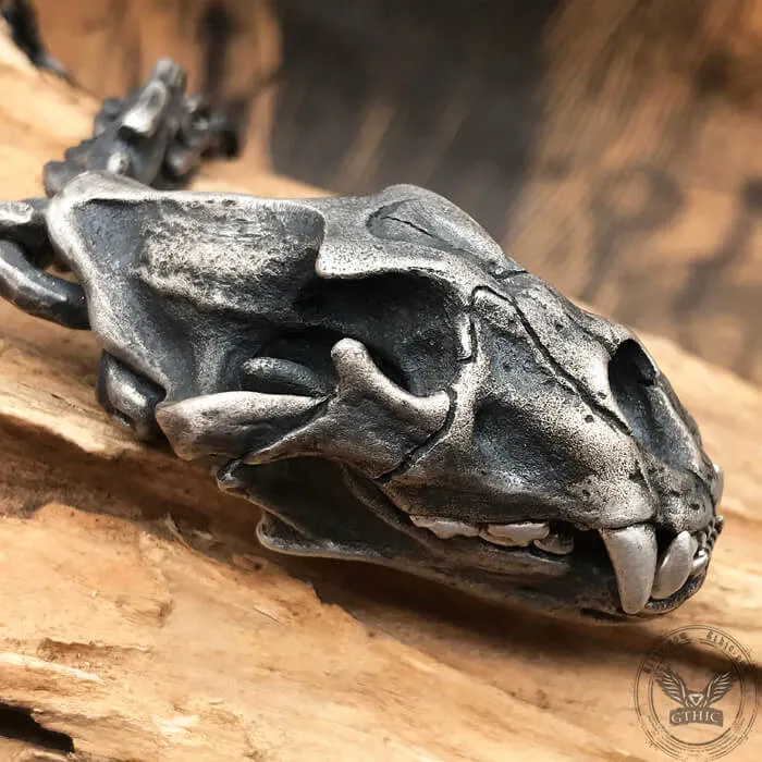 Ferocious Tiger Head Skull Sterling Silver Pendant sold by GTHIC product image thumbnail 2
