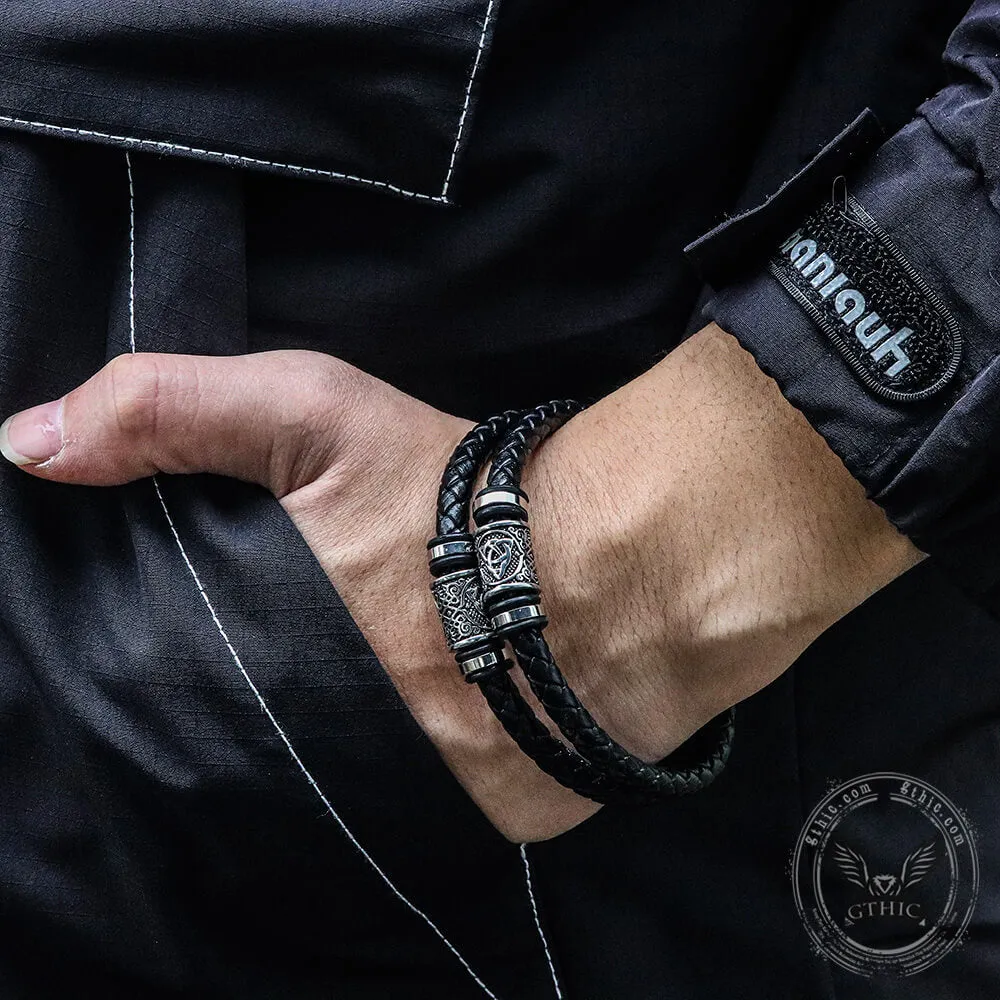 Classic Braided Stainless Steel Leather Bracelet sold by GTHIC product image thumbnail 2