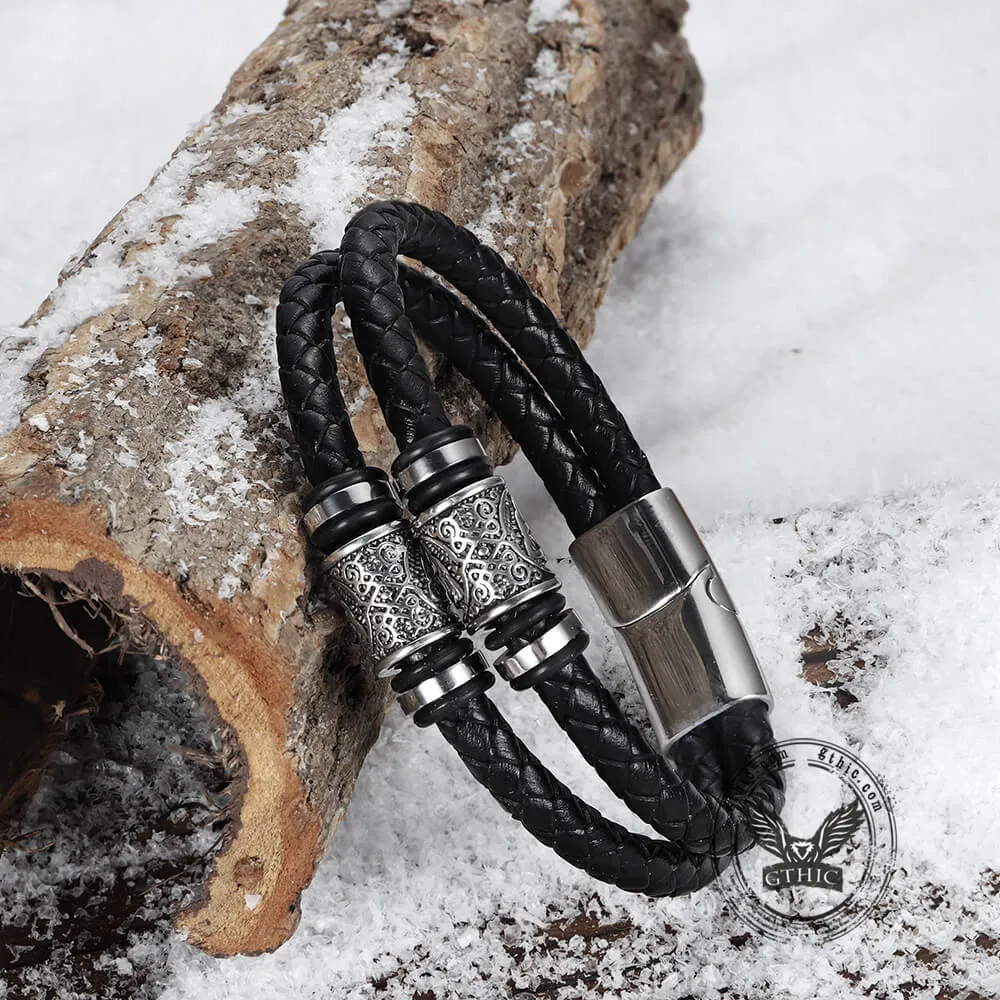 Classic Braided Stainless Steel Leather Bracelet sold by GTHIC product image thumbnail 3