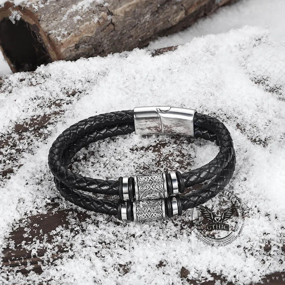 Classic Braided Stainless Steel Leather Bracelet sold by GTHIC product image thumbnail 4