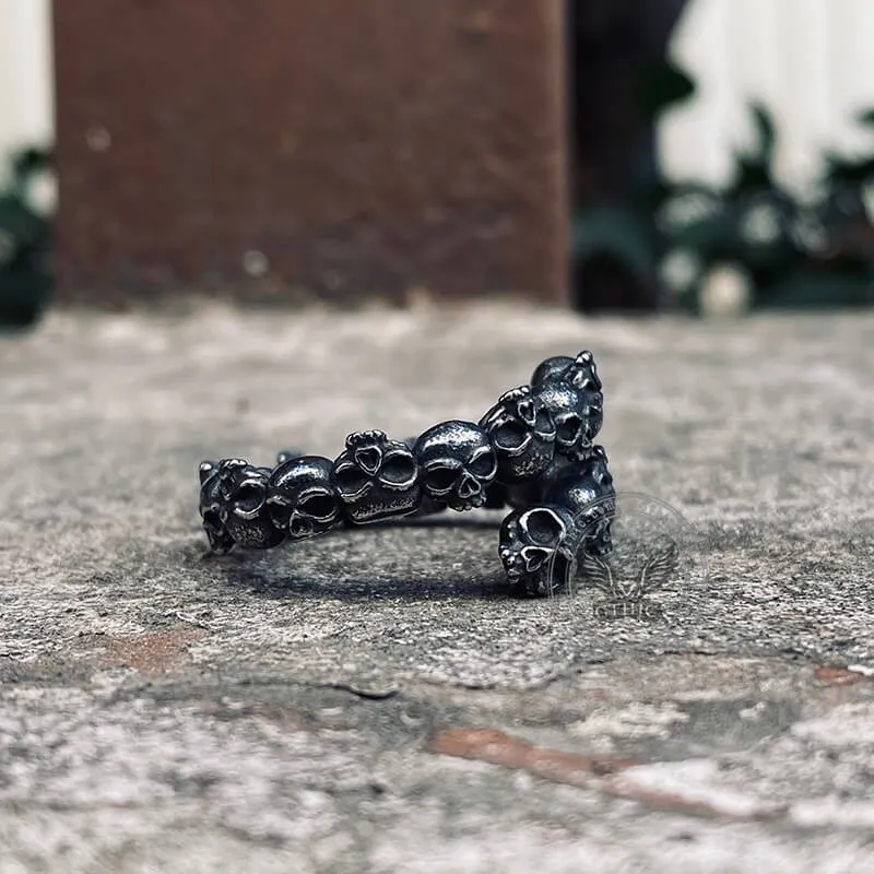 Retro Surrounded Skull Stainless Steel Ring sold by GTHIC product image thumbnail 5