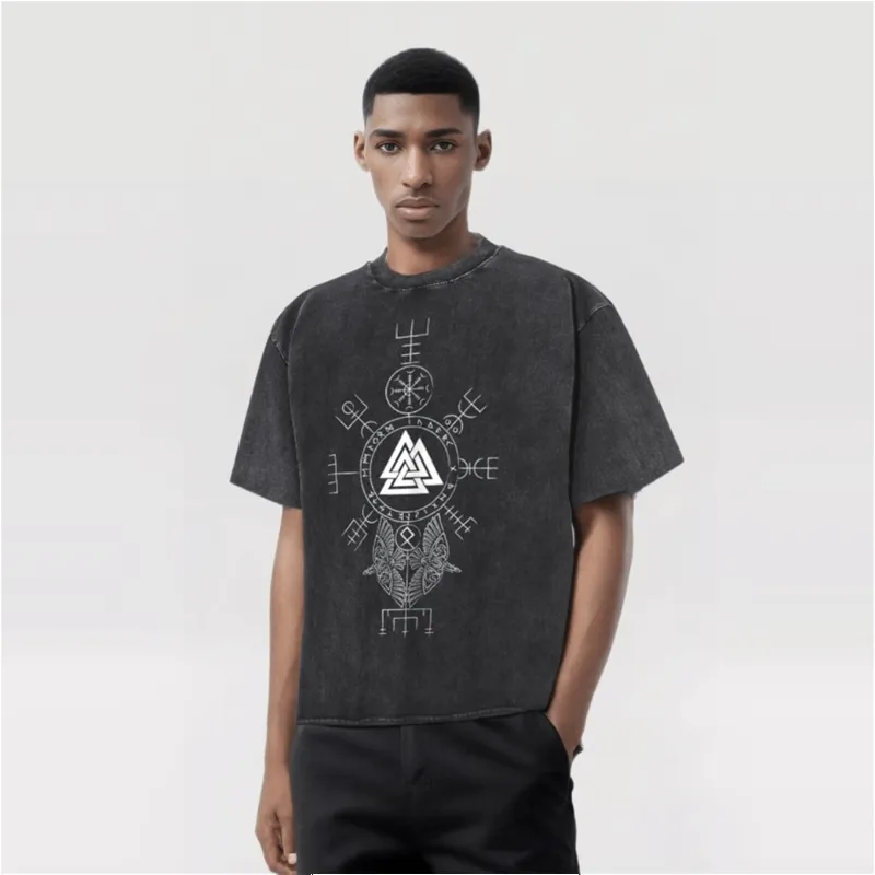 Vintage Washed Viking Totems Ravens T-shirt sold by GTHIC product image thumbnail 2