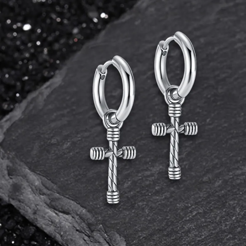 Vintage Threaded Cross Stainless Steel Stud Earrings sold by GTHIC