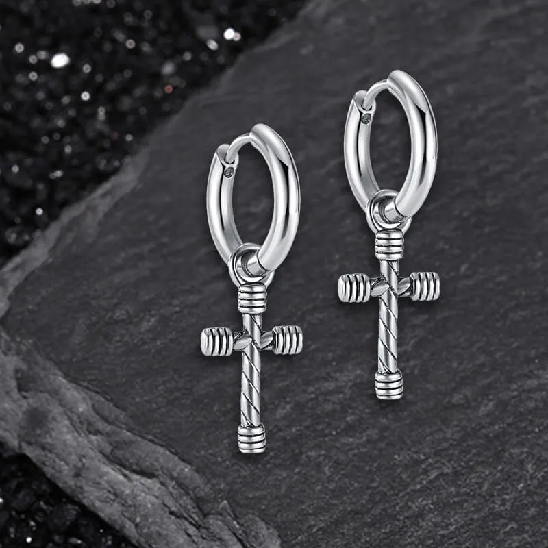 Vintage Threaded Cross Stainless Steel Stud Earrings sold by GTHIC