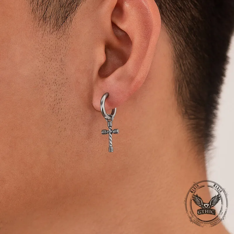 Vintage Threaded Cross Stainless Steel Stud Earrings sold by GTHIC product image thumbnail 2