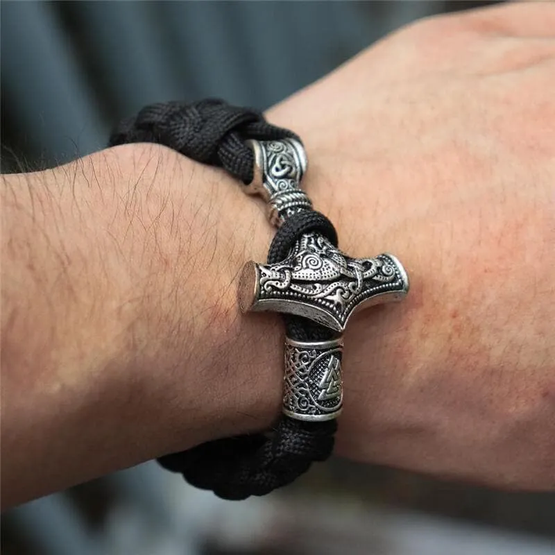 Thor's Hammer Braided Rope Viking Bracelet sold by GTHIC product image thumbnail 3