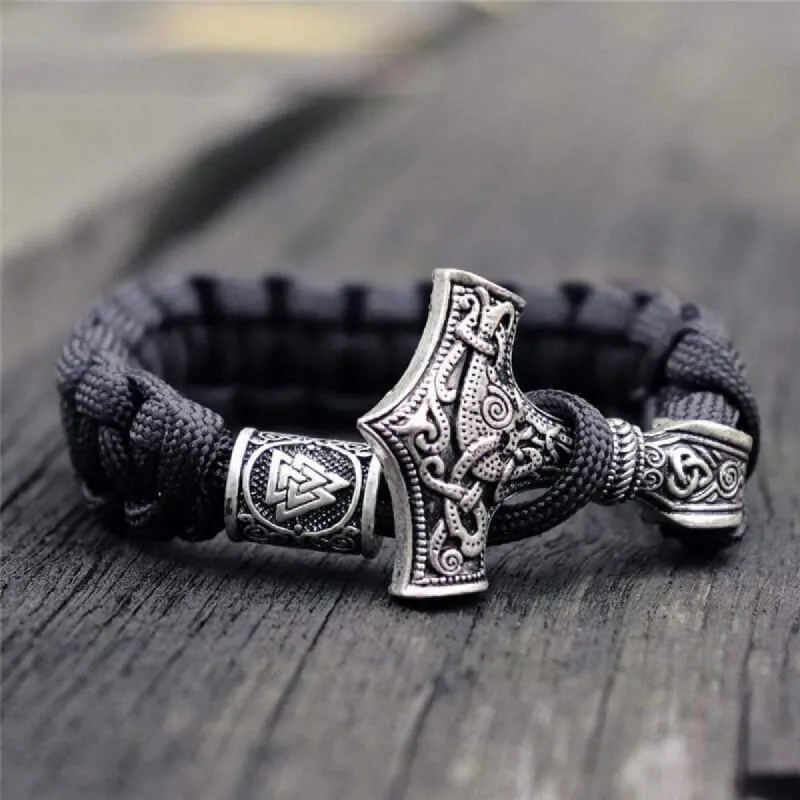 Thor's Hammer Braided Rope Viking Bracelet sold by GTHIC