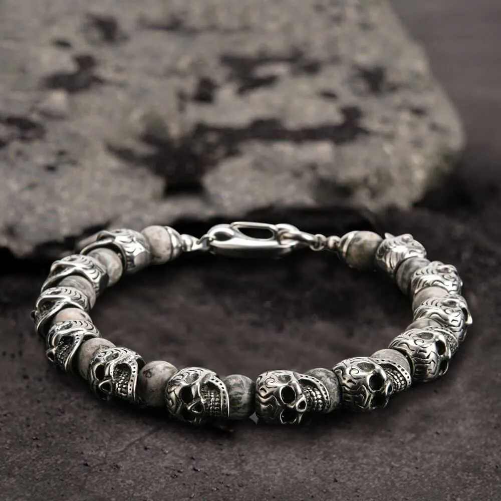 Skull Stainless Steel Natural Stone Beads Bracelet sold by GTHIC product image thumbnail 4