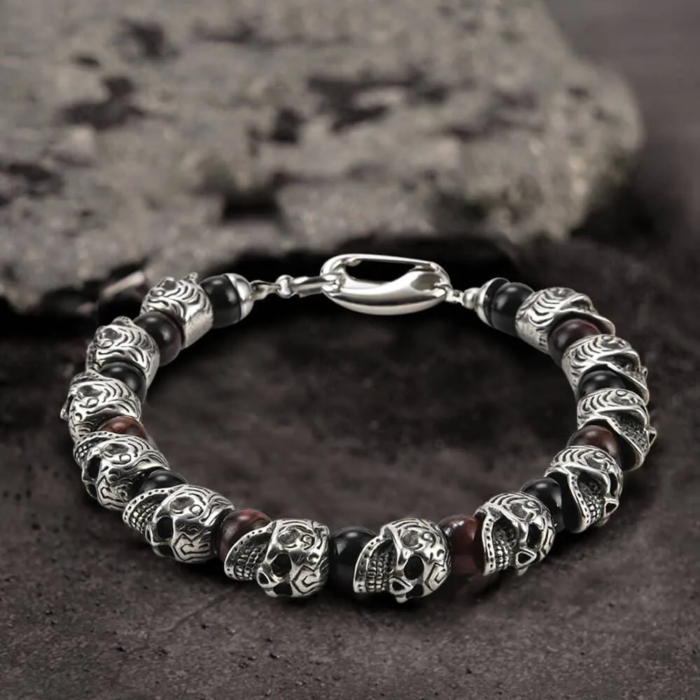 Skull Stainless Steel Natural Stone Beads Bracelet sold by GTHIC product image thumbnail 3