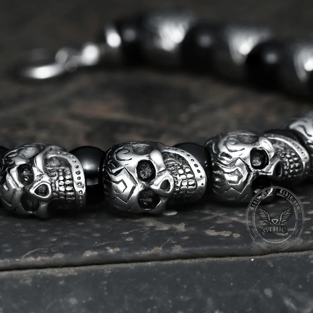Skull Stainless Steel Natural Stone Beads Bracelet sold by GTHIC product image thumbnail 5