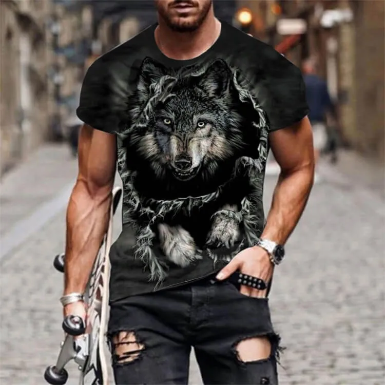 Wild Wolf Polyester Skull T-shirt sold by GTHIC product image thumbnail 2