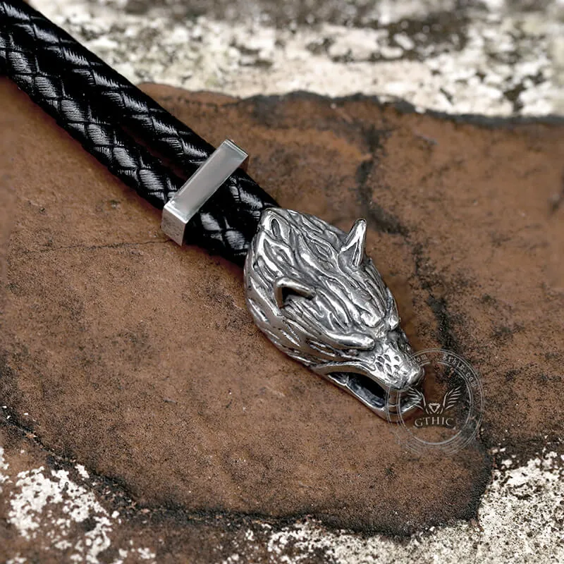 Viking Wolf Head Stainless Steel Leather Bracelet sold by GTHIC product image thumbnail 4